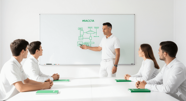 Hombre dando un curso en una empresa